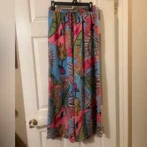 NWOT RACHEL Rachel Roy Rayon Rich Tropical Print Wide Leg Cropped Pants Size S